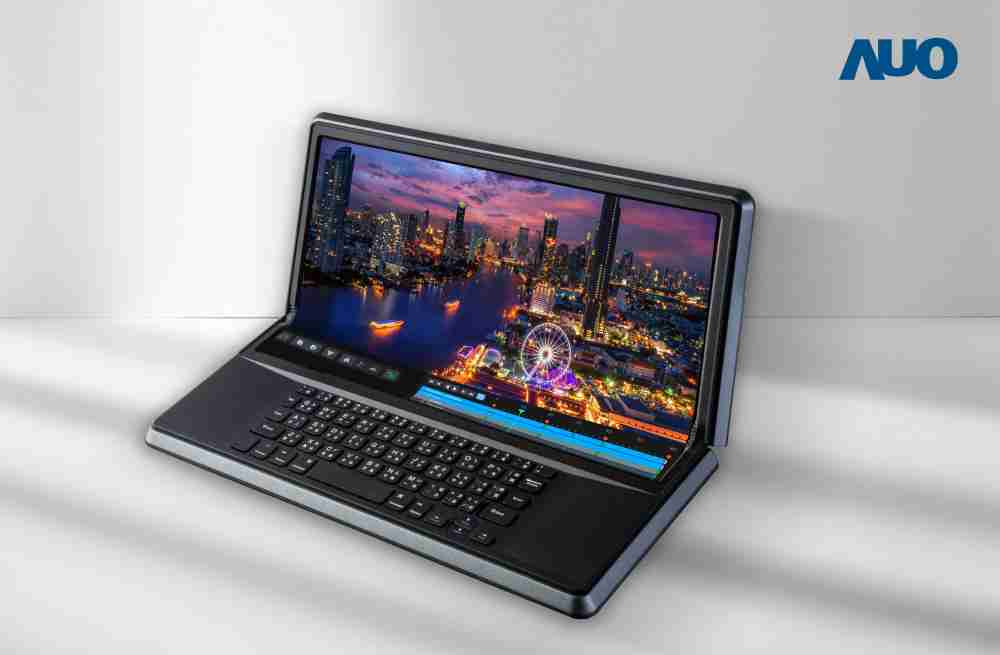 尊时凯龙14.6吋Micro LED折迭显示屏幕，，，，搭配半径4mm的弯折绞炼，，以及高画素、、、高亮度、、高对比度的显示技术特点，，即便在大视角下仍保有绝佳色相与亮度